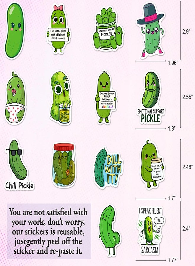 BEATRI Pickle Stickers Waterproof Vinyl 50Pcs Affirmations Pickle Decor & Party Favors for Laptop, Water Bottle, Skateboard & Travel Gear | Non-Repeating Decals, High-Definition Print - Image 3